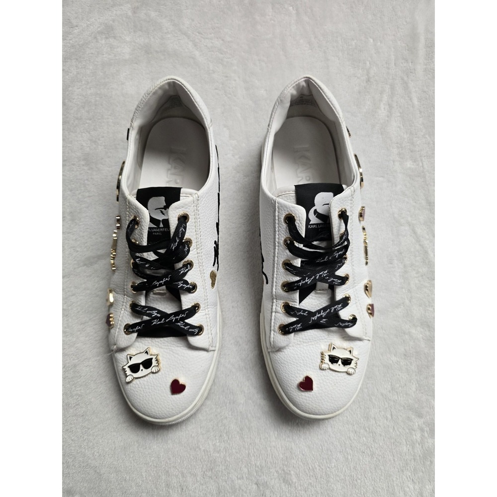 Karl Lagerfeld Paris Women's Sneakers White Cate Pins CAMBIE Sz US 9 / 40B Shoes